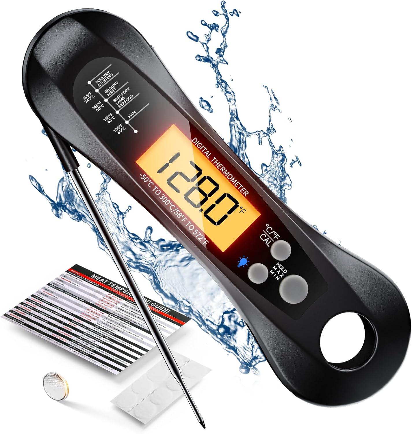 Commercial Kitchen Grill - Digital Meat Thermometer Waterproof IP67 with