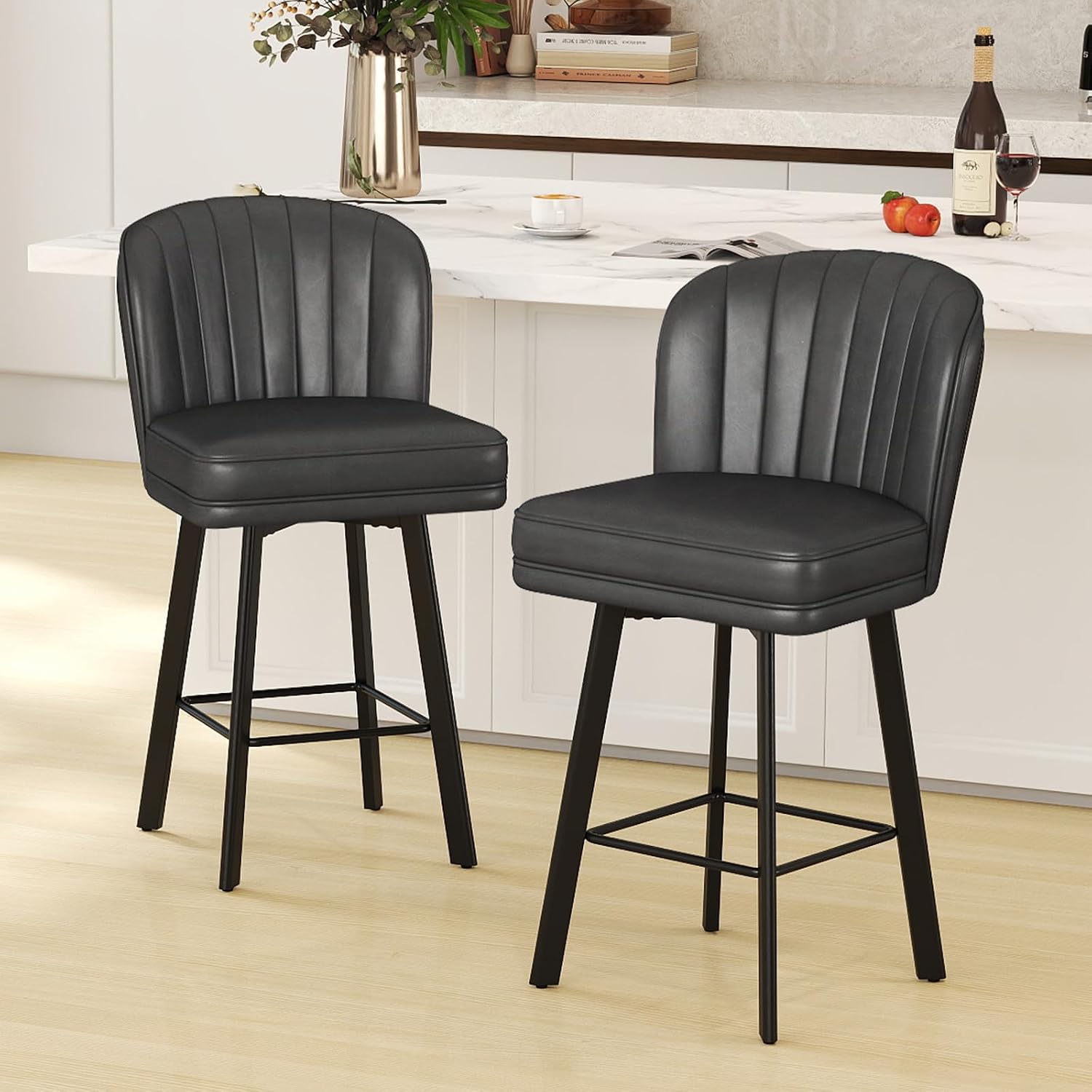 Commercial Kitchen Counter - Modern Swivel Counter Height Bar Stools