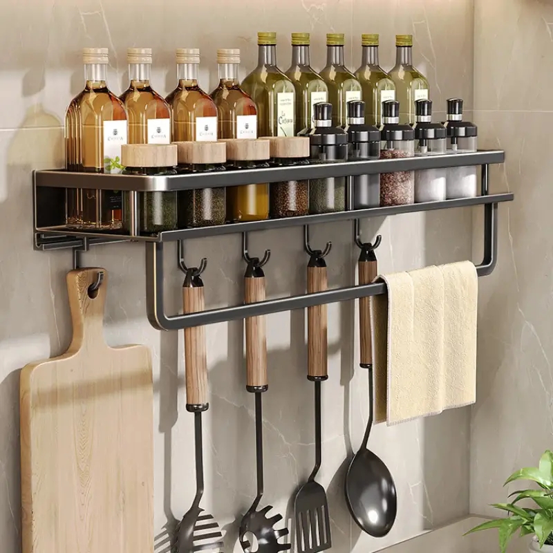 Commercial Kitchen Wall Shelves - Multifunctional Kitchen Rack Spice Storage Rack