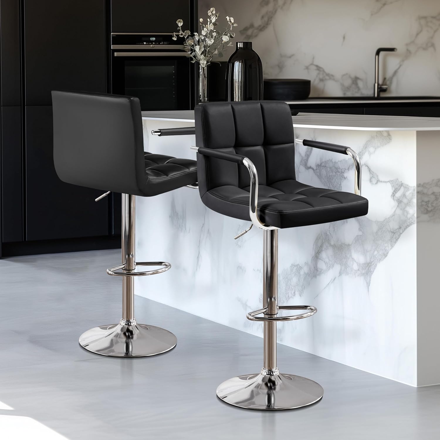 Bar Stools Set Of 2, PU Leathe - Commercial Kitchen Counter ulasan dan harga