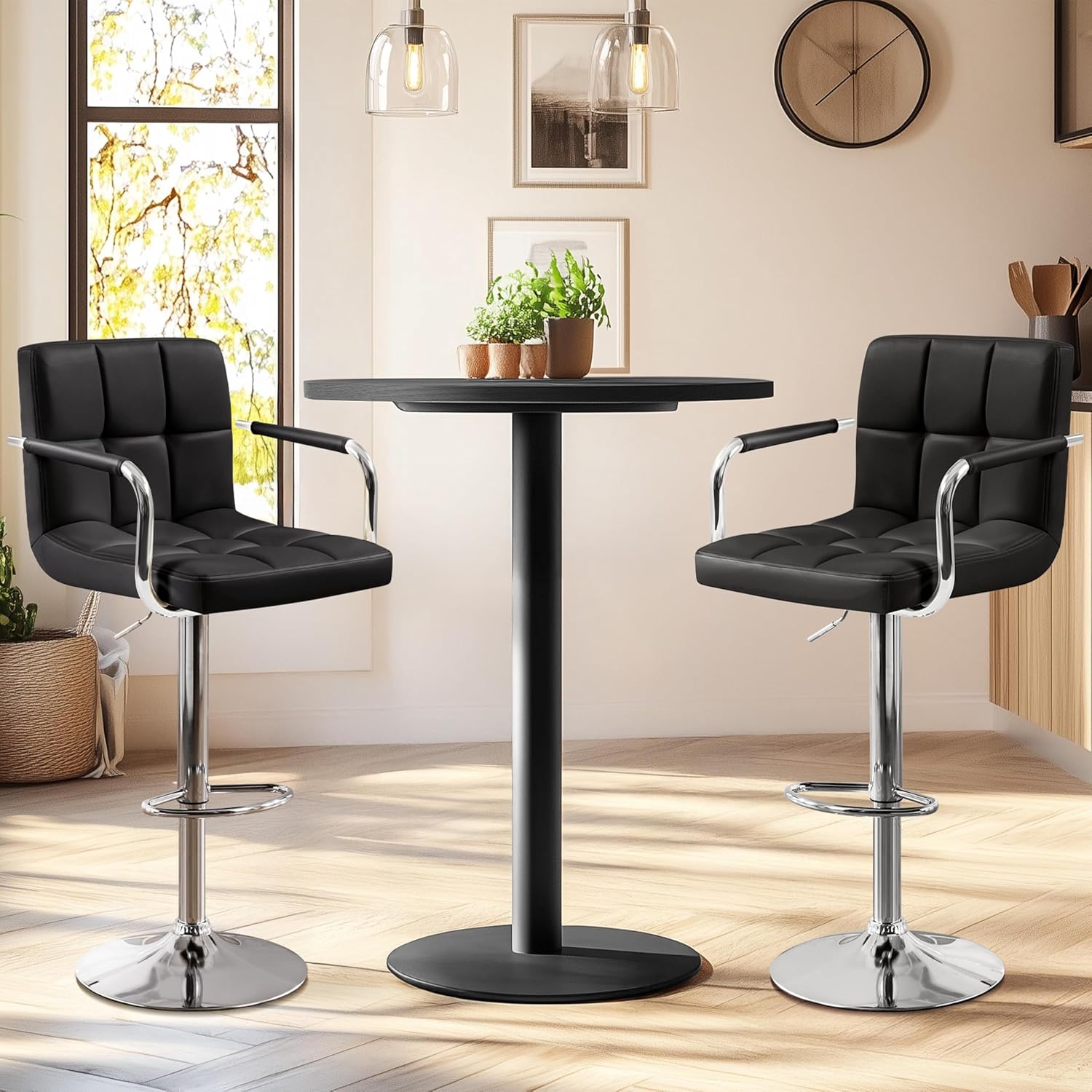 Bar Stools Set Of 2, PU Leathe - Commercial Kitchen Counter ulasan dan harga
