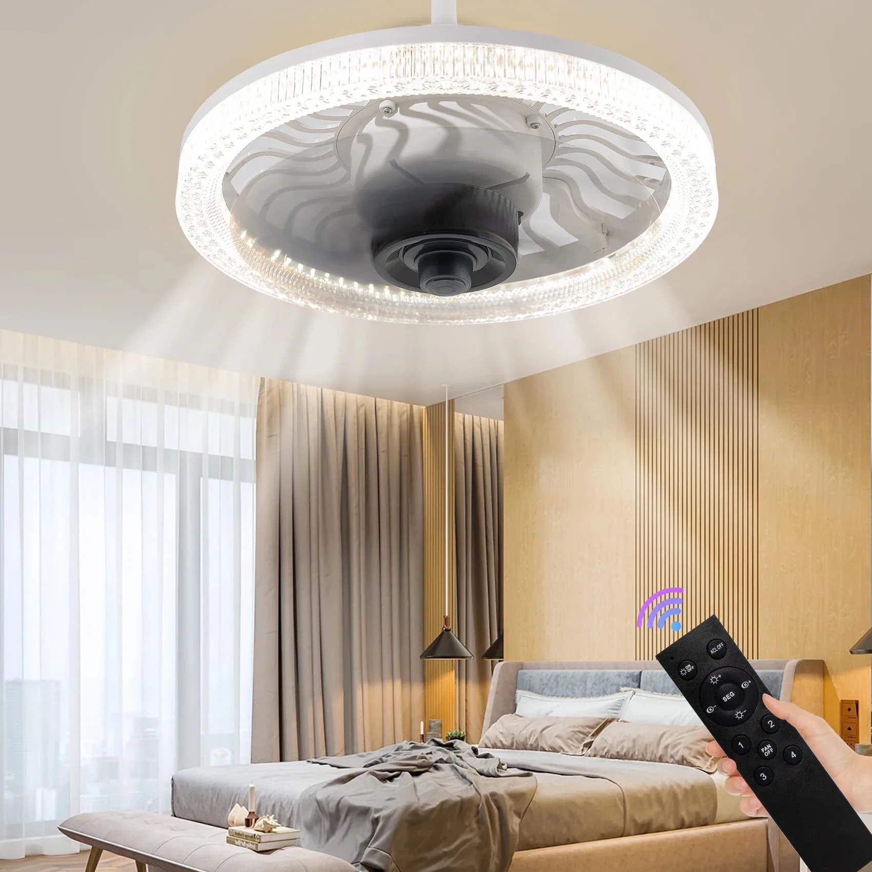 Smart LED Ceiling Fan Light wi - Commercial Kitchen Lights ulasan dan harga