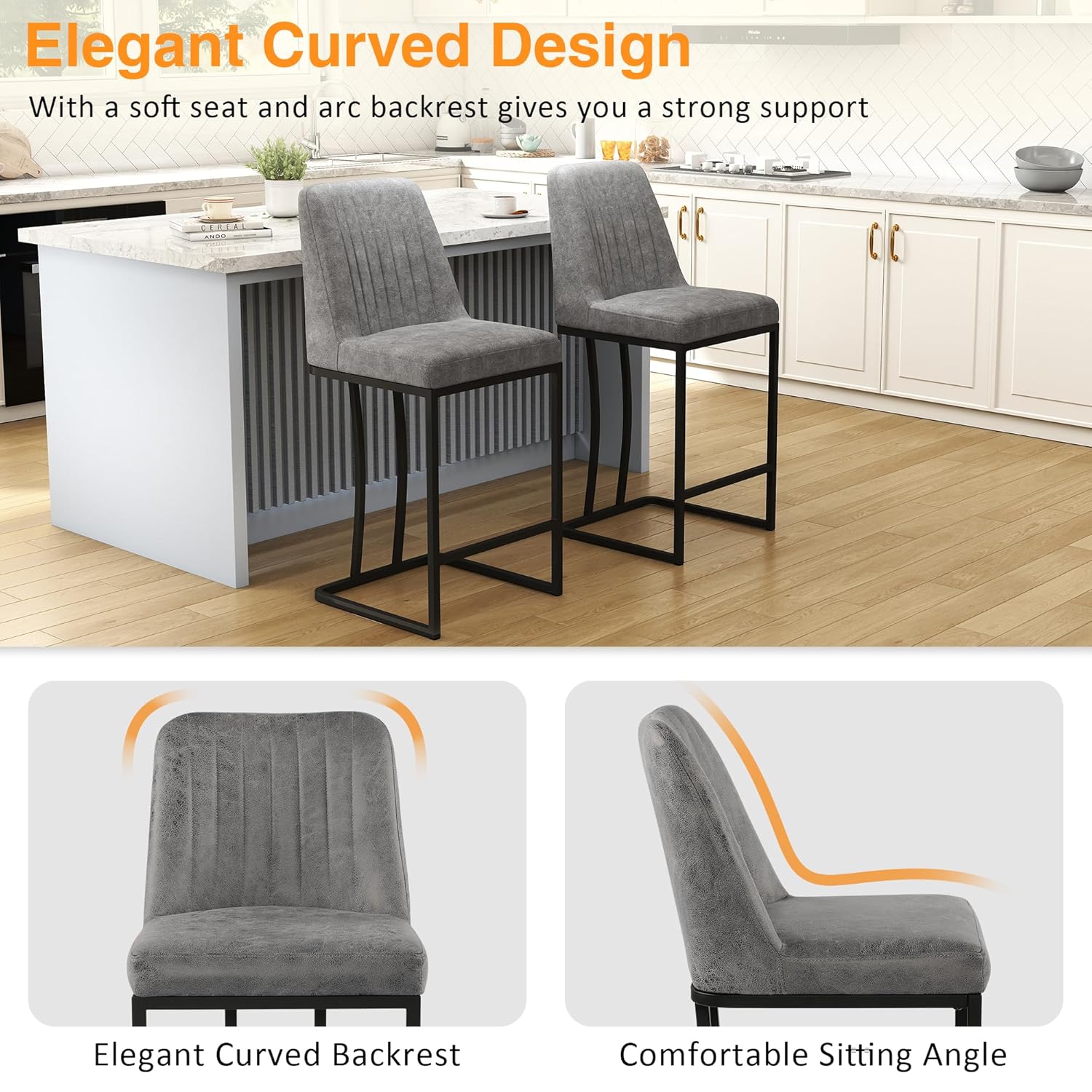 24.8 inch Bar Stools Set of 4, - Commercial Kitchen Counter ulasan dan harga