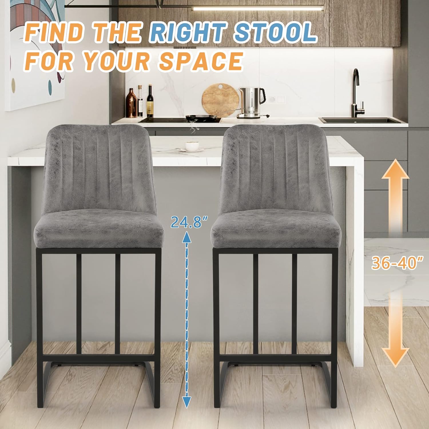 24.8 inch Bar Stools Set of 4, - Commercial Kitchen Counter ulasan dan harga