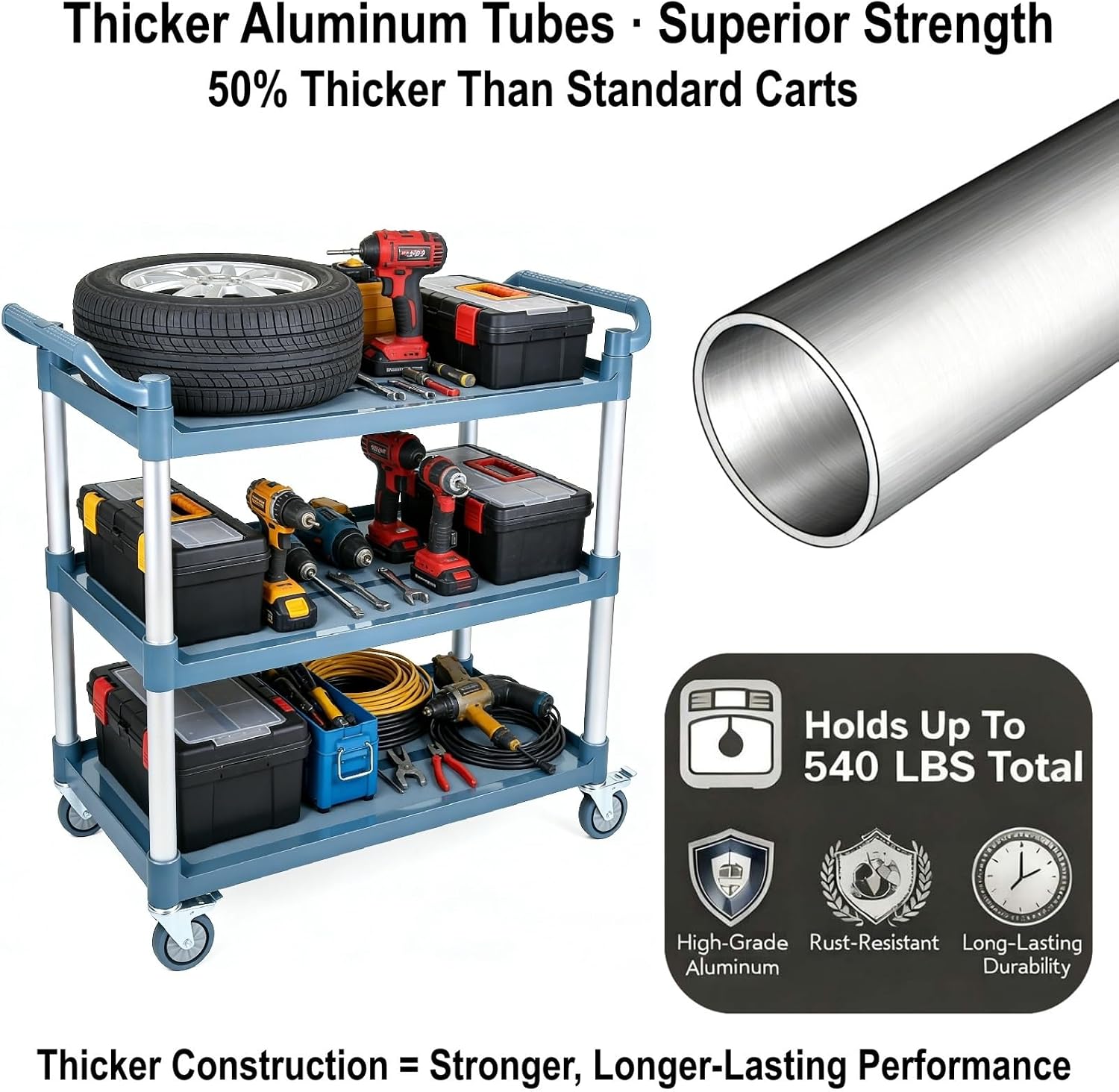 3-Tier Rolling Utility Service - Commercial Kitchen Services ulasan dan harga