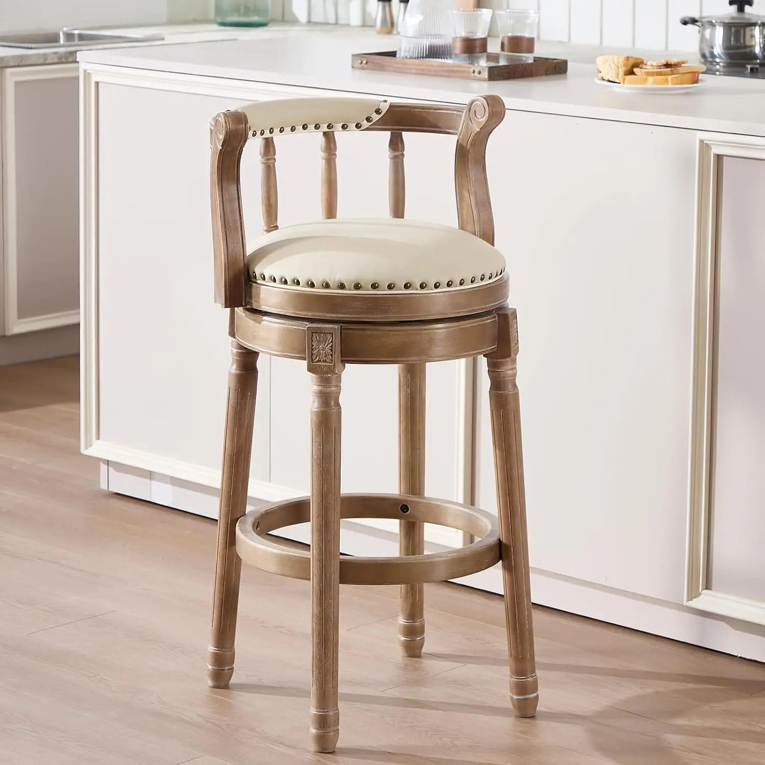 Bar Stools Swivel Genuine Beig - Commercial Kitchen Counter ulasan dan harga