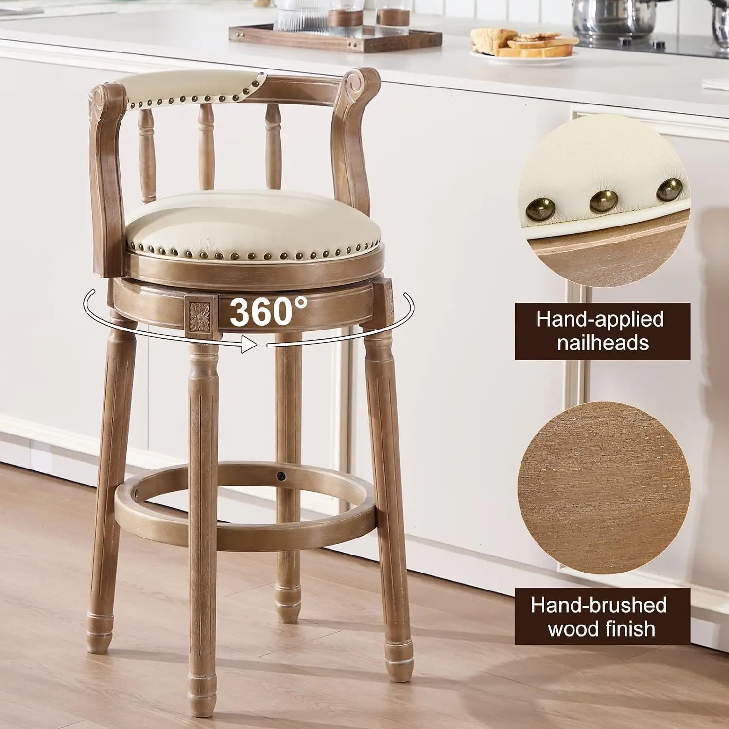 Bar Stools Swivel Genuine Beig - Commercial Kitchen Counter ulasan dan harga