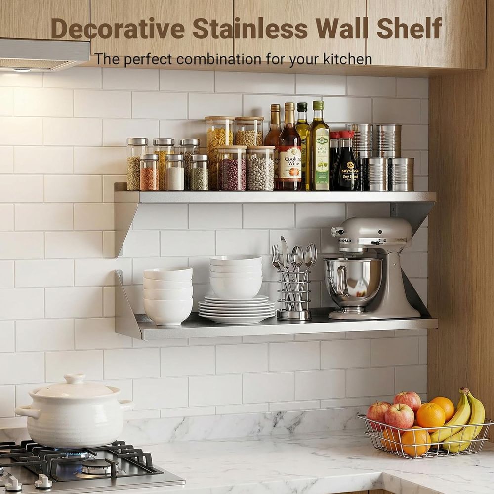 Stainless Steel Wall Shel 12 x - Commercial Kitchen Wall Shelves ulasan dan harga