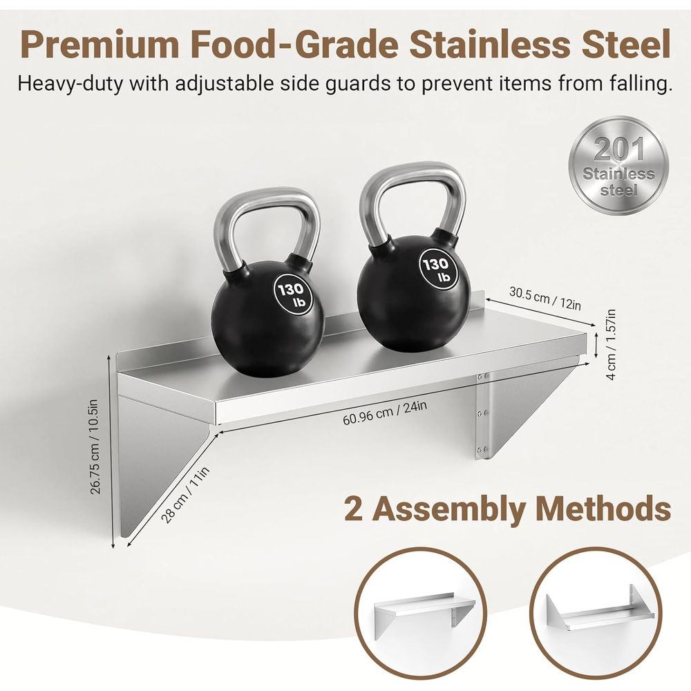 Stainless Steel Wall Shel 12 x - Commercial Kitchen Wall Shelves ulasan dan harga