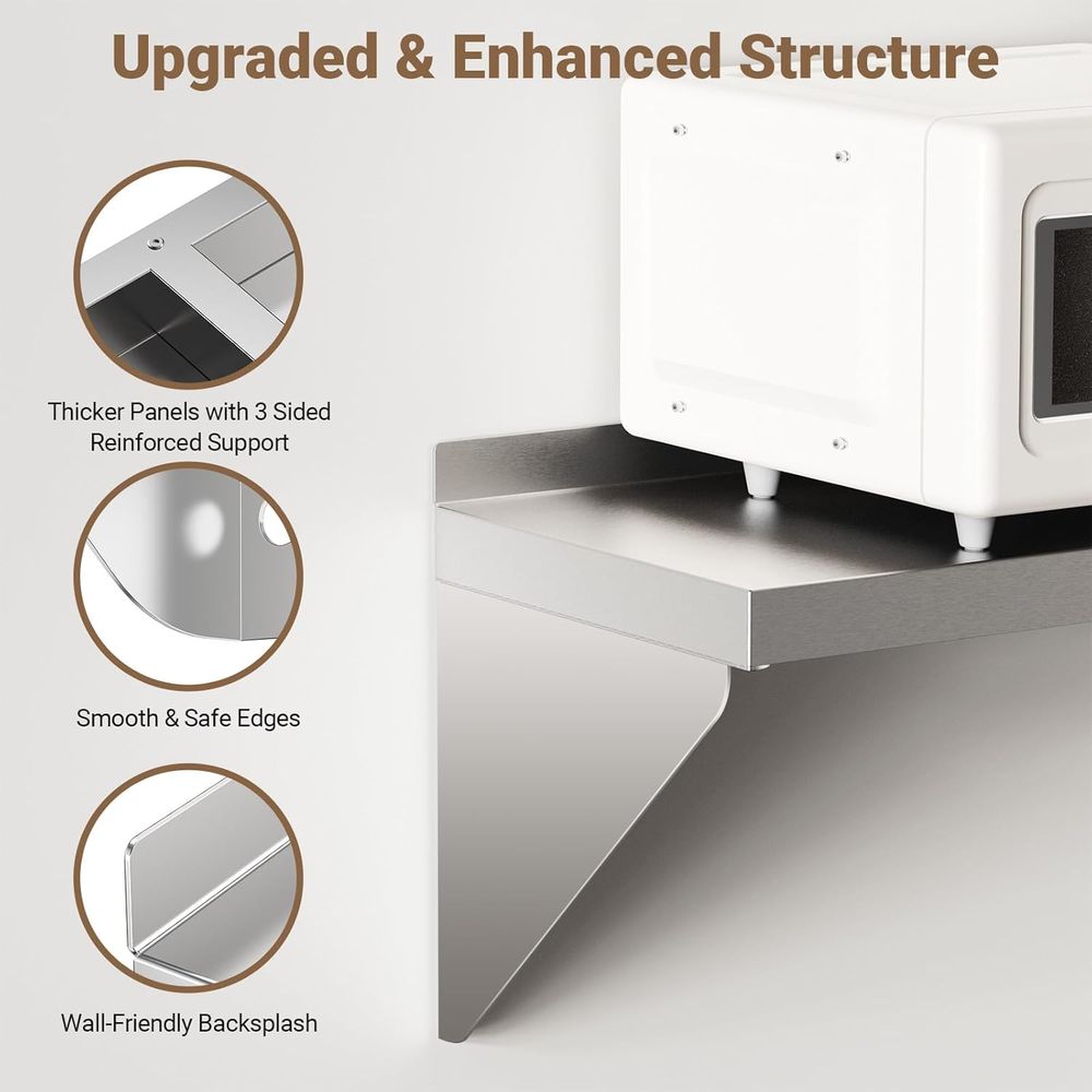 Stainless Steel Wall Shel 12 x - Commercial Kitchen Wall Shelves ulasan dan harga