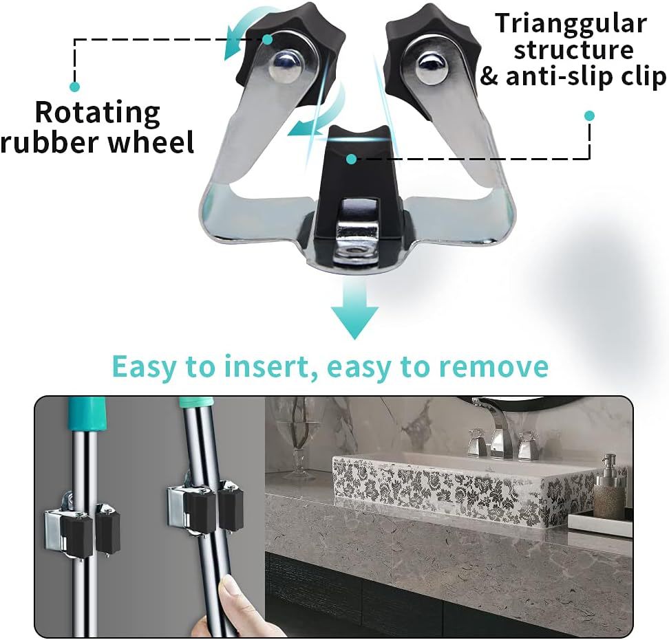 1/4pcs Broom Hanger Mop Holder - Commercial Kitchen Wall Shelves ulasan dan harga